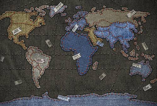 خريطة العالم الدنيم