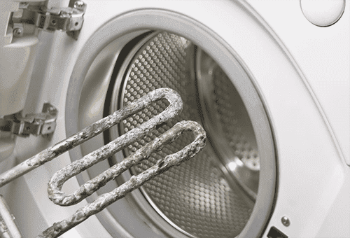 Schaal op het verwarmingselement van de wasmachine