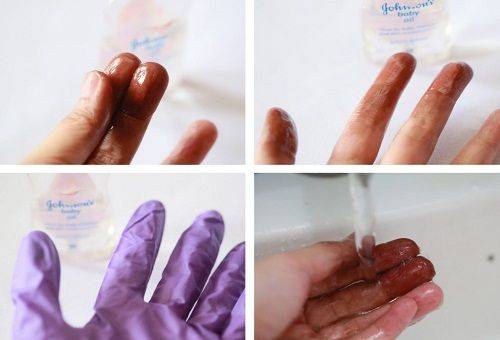 remoção de tinta da pele com óleo