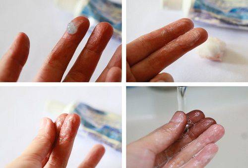 het verwijderen van verf van de huid met tandpasta