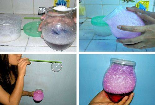 preparar una mezcla para una burbuja de jabón