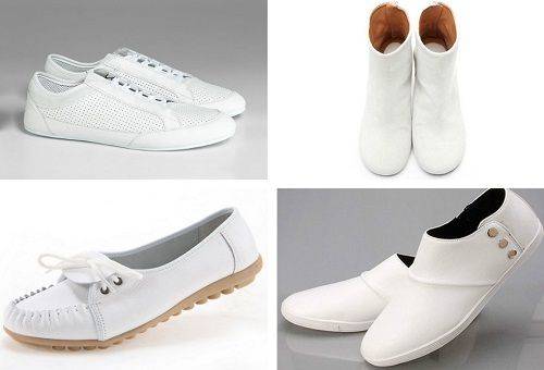 çeşitli beyaz ayakkabılar