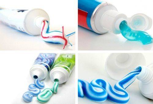 farebné pruhy zubné pasty