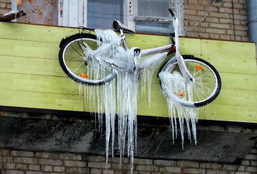 Forkert cykelopbevaring om vinteren