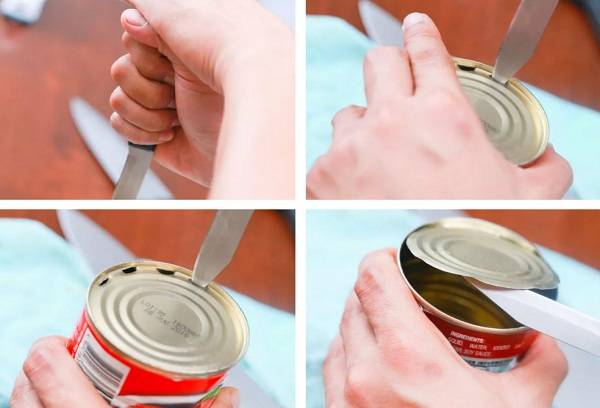 Abra a lata com um canivete