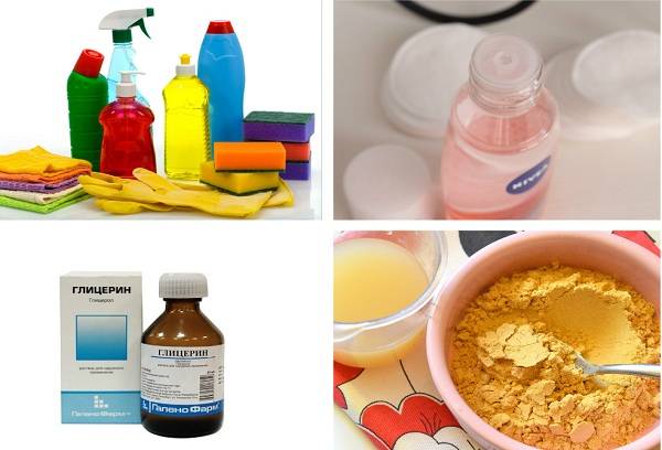 gelatina de rentaplats, pols de mostassa, maquillant i glicerina