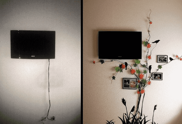 skryté televízne drôty pod kvetmi