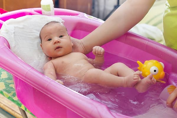 Bathing baby