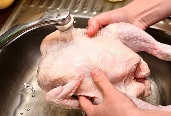 يغسل الدجاج