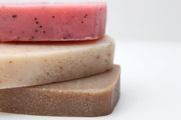 Handmade soap with scrub particles