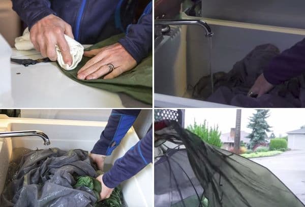 Pulizia manuale della tenda