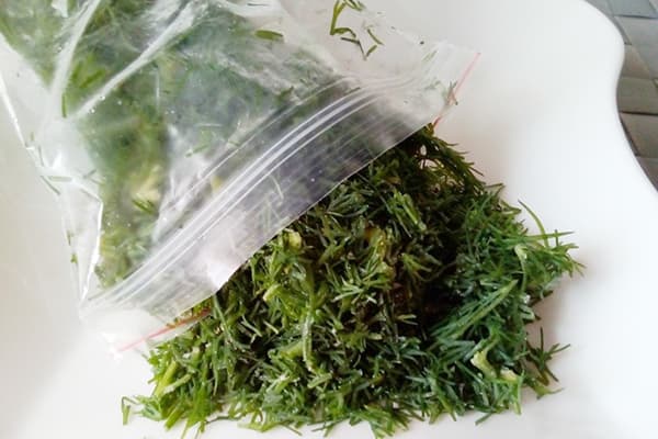 Fermuarlı torba içinde dilimlenmiş yeşillikler