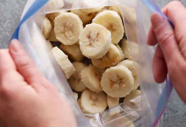 bevroren bananen in een pakket