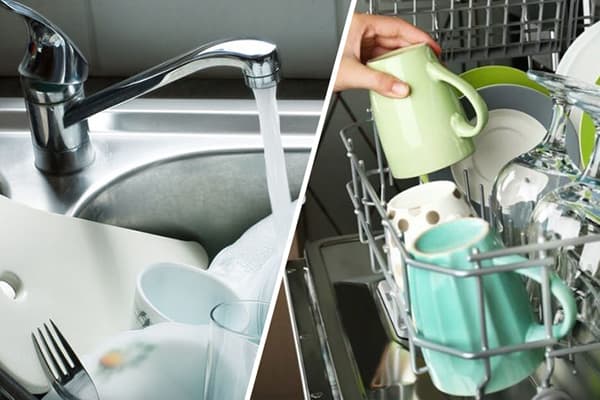 שטיפת כלים ידנית ובמדיח כלים