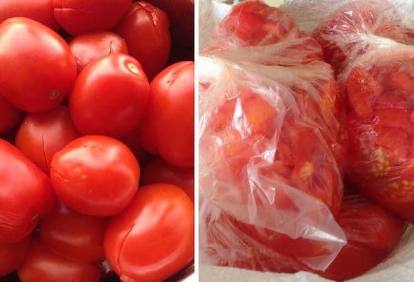 Congelamento de tomate inteiro
