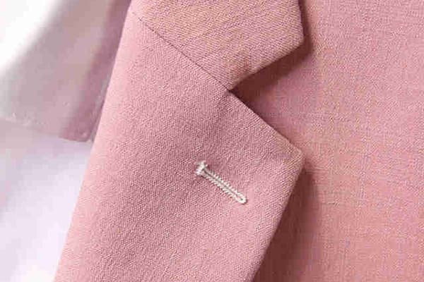 Jaket linen merah jambu