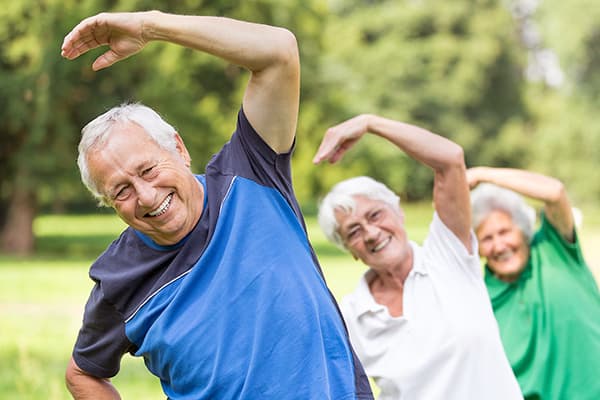 Pensioners do exercises